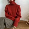 Turtleneck Cashmere Sweater Women Solid Knitted Sweater Winter Thicken Pullover Casual Long Sleeved Warm Jumper Loose Pull Femme