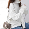Turtleneck Cashmere Sweater Women Solid Knitted Sweater Winter Thicken Pullover Casual Long Sleeved Warm Jumper Loose Pull Femme