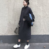 Turtleneck Long Knit Dress Woman Autumn Apricot Solid Loose Style Elegant Maxi Knitting Vestido Woman Dress Fall Keep Warm