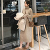 Turtleneck Long Knit Dress Woman Autumn Apricot Solid Loose Style Elegant Maxi Knitting Vestido Woman Dress Fall Keep Warm