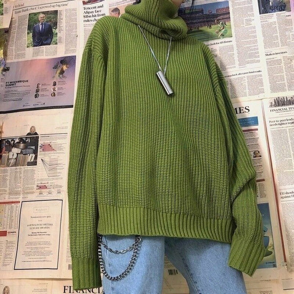 Turtleneck Sweater Women Casual Solid Oversized Pullover Ladies Winter Warm Long Sleeve Knitted Jumper Korean Loose Streetwear