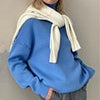 Turtleneck Winter Pullover Women Oversize Thick Knit Sweater Casual Loose Long Sleeve Knitwear Korean Solid Warm Jumper