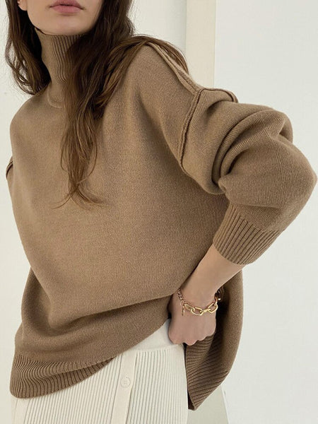 Turtleneck Winter Pullover Women Oversize Thick Knit Sweater Casual Loose Long Sleeve Knitwear Korean Solid Warm Jumper