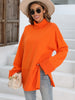 Turtleneck Winter Pullover Women Side Split Knitted Sweater Casual Loose Long Sleeve Knitwear Female Solid Warm Jumper