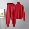 Turtleneck Winter Tracksuit Women Casual 2 Pieces Sets Knitted Sweater And Jogging Pants Suits Female Loose Solid Warm Outfits