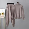 Turtleneck Winter Tracksuit Women Casual 2 Pieces Sets Knitted Sweater And Jogging Pants Suits Female Loose Solid Warm Outfits