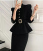 Tweed Set Skirts Suit Two Piece Fall Winter Office Lady Casual French Korean Style Slim Fit Blazer Skirt Woman Clothes