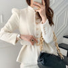 Tweed Set Skirts Suit Two Piece Fall Winter Office Lady Casual French Korean Style Slim Fit Blazer Skirt Woman Clothes
