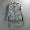 Tweed Skirt Suit Women  2 Two Piece Set Woolen Jacket Coat Vintage Fringe Mini Skirt Ladies Autumn Winter Clothes