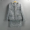 Tweed Skirt Suit Women  2 Two Piece Set Woolen Jacket Coat Vintage Fringe Mini Skirt Ladies Autumn Winter Clothes