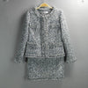 Tweed Suit Women  2 Two Piece Set Woolen Jacket Coat Vintage Fringe Mini Skirt Ladies Autumn Winter Clothes