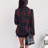 Tweed Women Plaid Blazer Double Breasted Long Sleeve Spring Autumn Office Lady Suit Jacket Notched Collar Red Blazers for Female