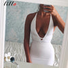 Twine tie the same series Package hip Deep V Halter black and white dress Wear more clothes Lace sexy nightclub loaded summer Hi
