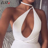 Twine tie the same series Package hip Deep V Halter black and white dress Wear more clothes Lace sexy nightclub loaded summer Hi