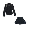 Two Piece Set Autumn Y2k Korean Chic Blazer Women Ladies Long Sleeve Suit Jacket Casual High Waist Pleated Fluffy Skirts
