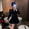 Two Piece Set Autumn Y2k Korean Chic Blazer Women Ladies Long Sleeve Suit Jacket Casual High Waist Pleated Fluffy Skirts