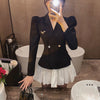 Two Piece Set Autumn Y2k Korean Chic Blazer Women Ladies Long Sleeve Suit Jacket Casual High Waist Pleated Fluffy Skirts