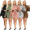 Two Piece Set Tracksuits Sexy Women Pink Hoodies Bodycon Mini Skirt and Top Set Party Wear Sexy Club Outfits 2022