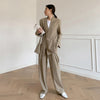 Two Piece Set Women Blazer and Pants Suit Lace Up Matching Sets Office Lady 2022 Autumn Outfits