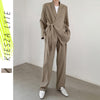 Two Piece Set Women Blazer and Pants Suit Lace Up Matching Sets Office Lady 2022 Autumn Outfits