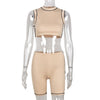 Two Piece Set Women Color Blocking Tracksuits Sexy O Neck Sleeveless Crop Tank Tops+High Waist Skinny Shorts Outfits 2023 Summer