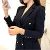 Two Piece Sets Women's Striped Printed Office Loose Casual Classic Long Sleeve Blazer Chic Elegant High Waist Long Pant Suit