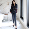 Two Piece Sets Women's Striped Printed Office Loose Casual Classic Long Sleeve Blazer Chic Elegant High Waist Long Pant Suit