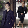 Two Piece Sets Women's Striped Printed Office Loose Casual Classic Long Sleeve Blazer Chic Elegant High Waist Long Pant Suit