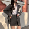 Two-Piece Suit Solid Suit With Suit Collar Female Korean Temperament Loose Suit Woman Casual Slim A-Line Skirt Ladies 2023