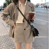 Two-Piece Suit Solid Suit With Suit Collar Female Korean Temperament Loose Suit Woman Casual Slim A-Line Skirt Ladies 2022