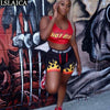 Two Piece Tank Top&Biker Shorts Letter Flame Print Casual Women Suits Sporty Outfits For Women Fitness Sets For Women