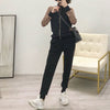 Two Piece Tracksuit Long Sleeve Coat And Trousers Leopard Patchwork Knit Casual Suit Set 2023 Autumn Female Korean