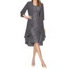 Two Pieces Chiffon Dress Women's Charming Solid Color Mother Of The Bride Lace Dresses Office Ladies Casual Vestidos