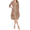 Two Pieces Chiffon Dress Women's Charming Solid Color Mother Of The Bride Lace Dresses Office Ladies Casual Vestidos