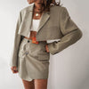 Two piece set women skirt suits office elegant cropped blazer and skirt set long sleeve notched blazer and skirt sets suit women