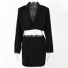 Two piece set women skirt suits office elegant cropped blazer and skirt set long sleeve notched blazer and skirt sets suit women