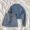 Two-piece suit women's summer 2022 Korean denim jacket + high waist denim skirt