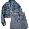 Two-piece suit women's summer 2022 Korean denim jacket + high waist denim skirt