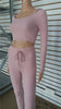 Two pieces Pink Long Sleeve bandage jumpsuit club night wear Rompers Women bodycon jumpsuit bandage Bodysuit