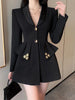 UCXQ Korean Back Bandage Bow Hollow Out Blazers Chic Buttons Office Lady Elegant Women Suit Jacket Autumn Tide 10AB3042