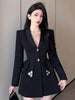 UCXQ Korean Back Bandage Bow Hollow Out Blazers Chic Buttons Office Lady Elegant Women Suit Jacket Autumn Tide 10AB3042