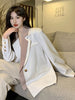 UCXQ Light  Socialite Fake Two-piece Double Breasted Women Blazers Autumn Loose Casual Suit Coat Tide 10AB2762