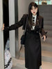 UNXX 2 Piece Set Ladies Suit Collar Short Coat Top+High Waist Skirt Women Skirt Suits 2 Piece Blazer and Skirt Harajuku