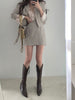UNXX Blazer & Suits Skirt Suits Full Sleeve Short Blazer Coat Slim High Waist Skirts Mini Solid Slim Casual Vintage 2 Pieces Set