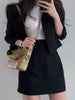 UNXX Blazer & Suits Skirt Suits Full Sleeve Short Blazer Coat Slim High Waist Skirts Mini Solid Slim Casual Vintage 2 Pieces Set