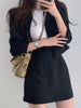 UNXX Blazer & Suits Skirt Suits Full Sleeve Short Blazer Coat Slim High Waist Skirts Mini Solid Slim Casual Vintage 2 Pieces Set