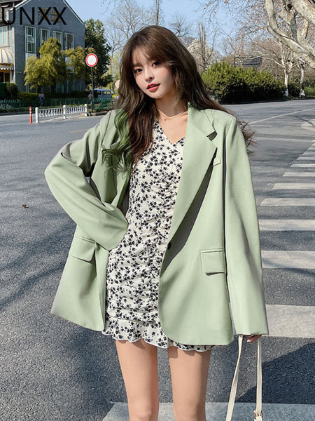 UNXX Blazer Women Spring Autumn 2023 Black Loose Woman Korean Style Black Suit Jacket Blazers for Women Office Lady Harajuku