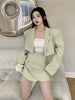 UNXX Casual Korean Two Piece Set Woman Office Style Elegant Skirt Suits Autumn Slim Long Sleeve Coat Designer Mini Skirt