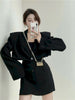 UNXX Casual Korean Two Piece Set Woman Office Style Elegant Skirt Suits Autumn Slim Long Sleeve Coat Designer Mini Skirt