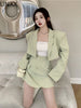 UNXX Casual Korean Two Piece Set Woman Office Style Elegant Skirt Suits Autumn Slim Long Sleeve Coat Designer Mini Skirt